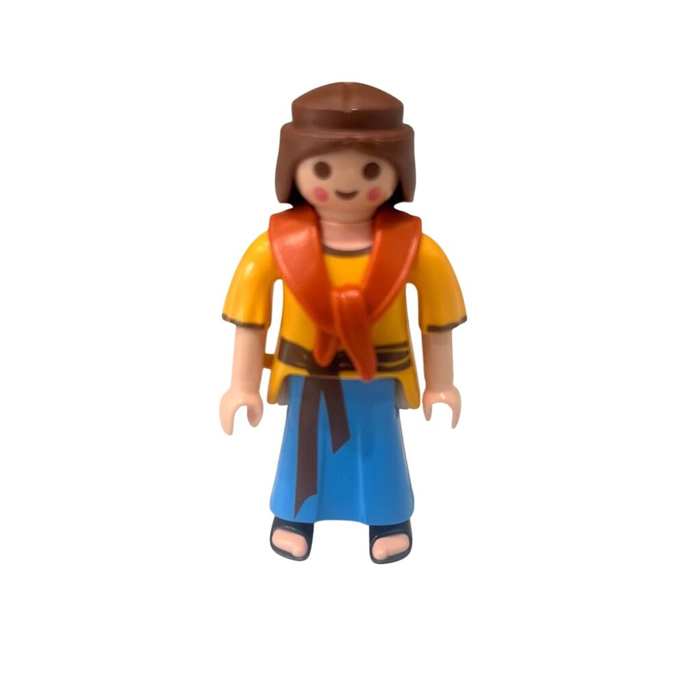 PLAYMOBIL Female Peasant Figure - Yellow Tunic Blue Skirt Nativity Shepherdess